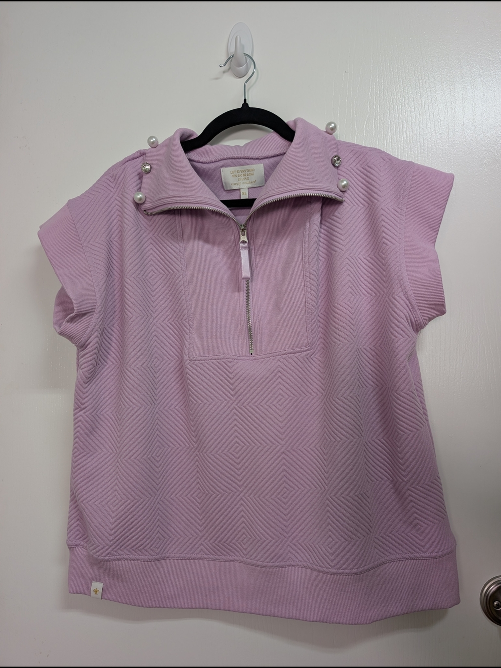 Simply Southern Lavender Short-Sleeve Pullover with Pearl Buttons
